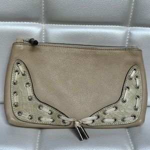 Versace leather whipstitch pouch clutch evening cosmetic bag